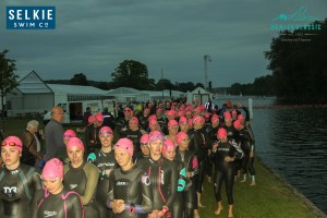 Pink ladies ready to enter the water